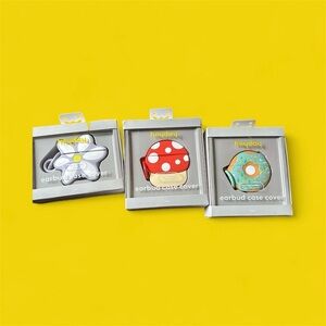 Heyday Earbud Case Covers - Flower, Mushroom, Donut.